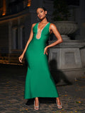 Strapless Women Sexy Bandage Dress Plunge  Maxi Dresses
