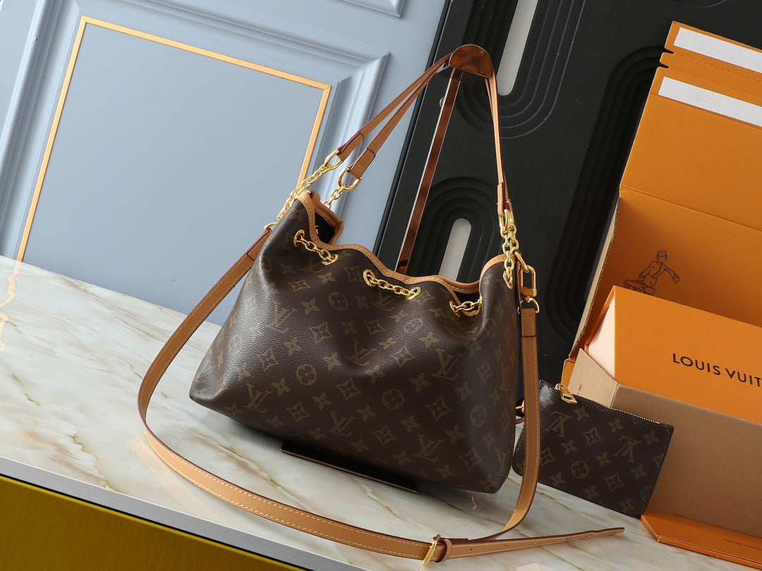 Lv Bag with Metallic Luster Handbag Shoulder Bag 28 x 20 x 11.5cm